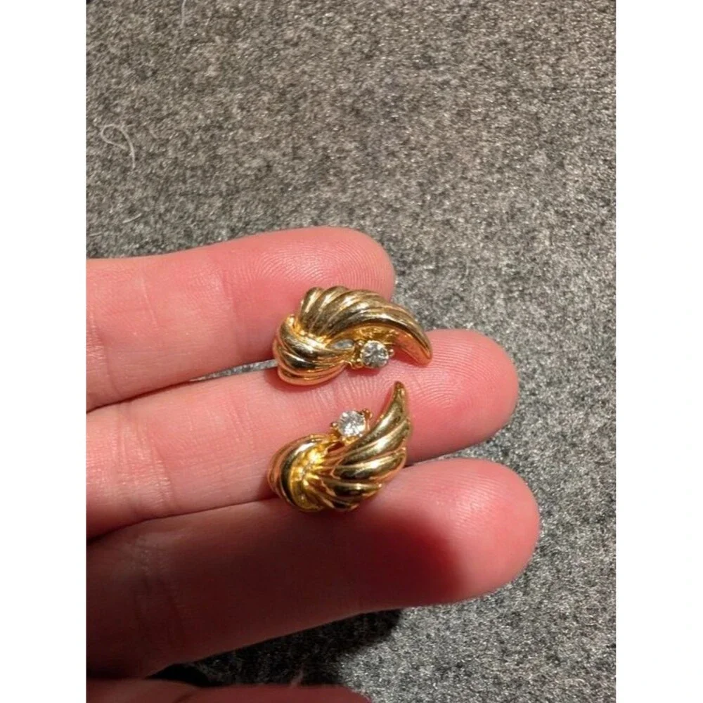Gold wings with CZ earrings